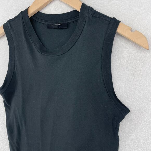 ALLSAINTS Tank Top Womens S Imogen Crewneck Boxy Jersey Cotton Black - Picture 6 of 12